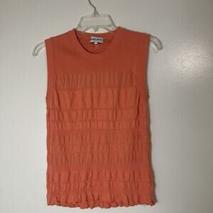 KENZO smocked knit pullover sweater vest peach coral size large
